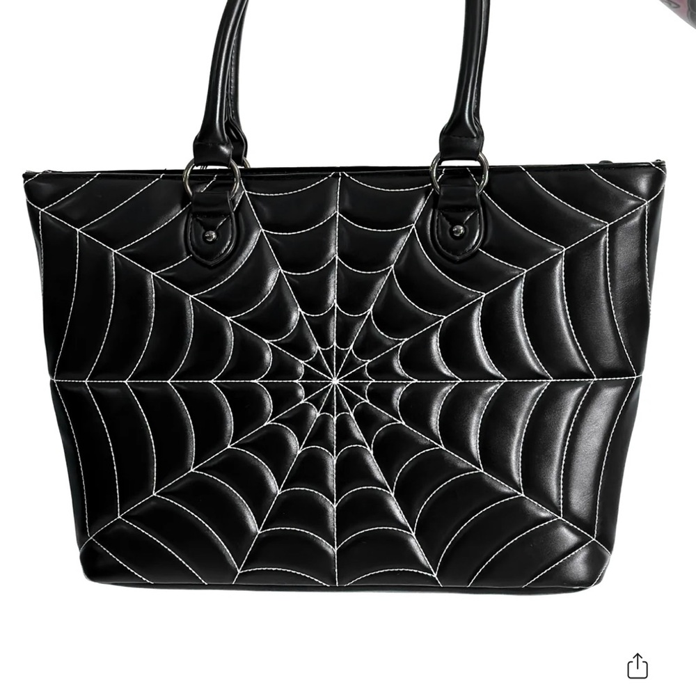 Foxblood Black White Spider Web Tote Bag Purse Weekend bag Laptop Carryall